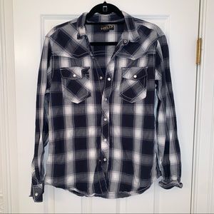 Blue and White Plaid Shirt